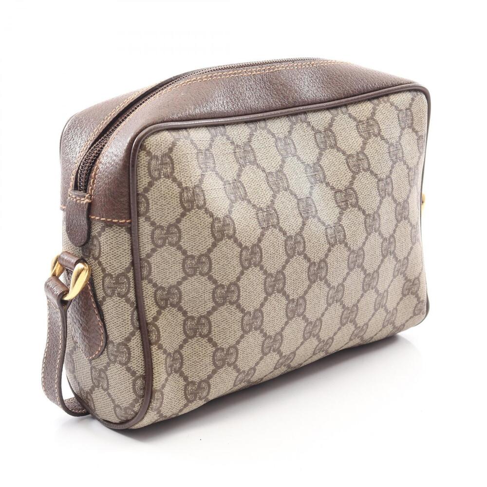 Gucci Beige Brown Shoulder Plus Canvas GG Bag Leather Tan Brown